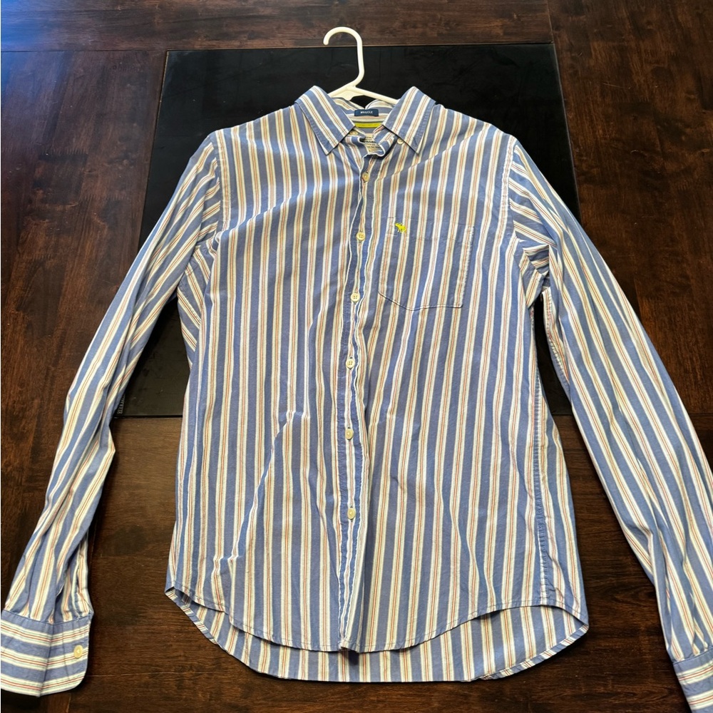 Abercrombie & Fitch Blue and White Striped Shirt